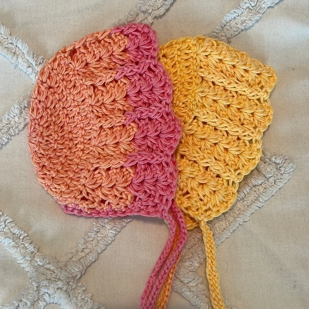Crochet Cotton Summer Baby Bonnets NWT